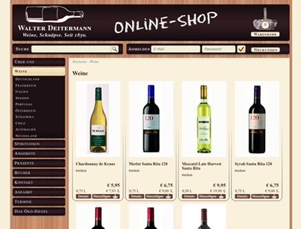 Online-Shop für Weine und Spirituosen