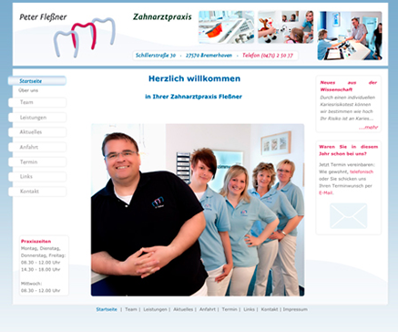 Webseite für Zahnarztpraxis